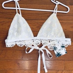 White Lace Trim Bralette